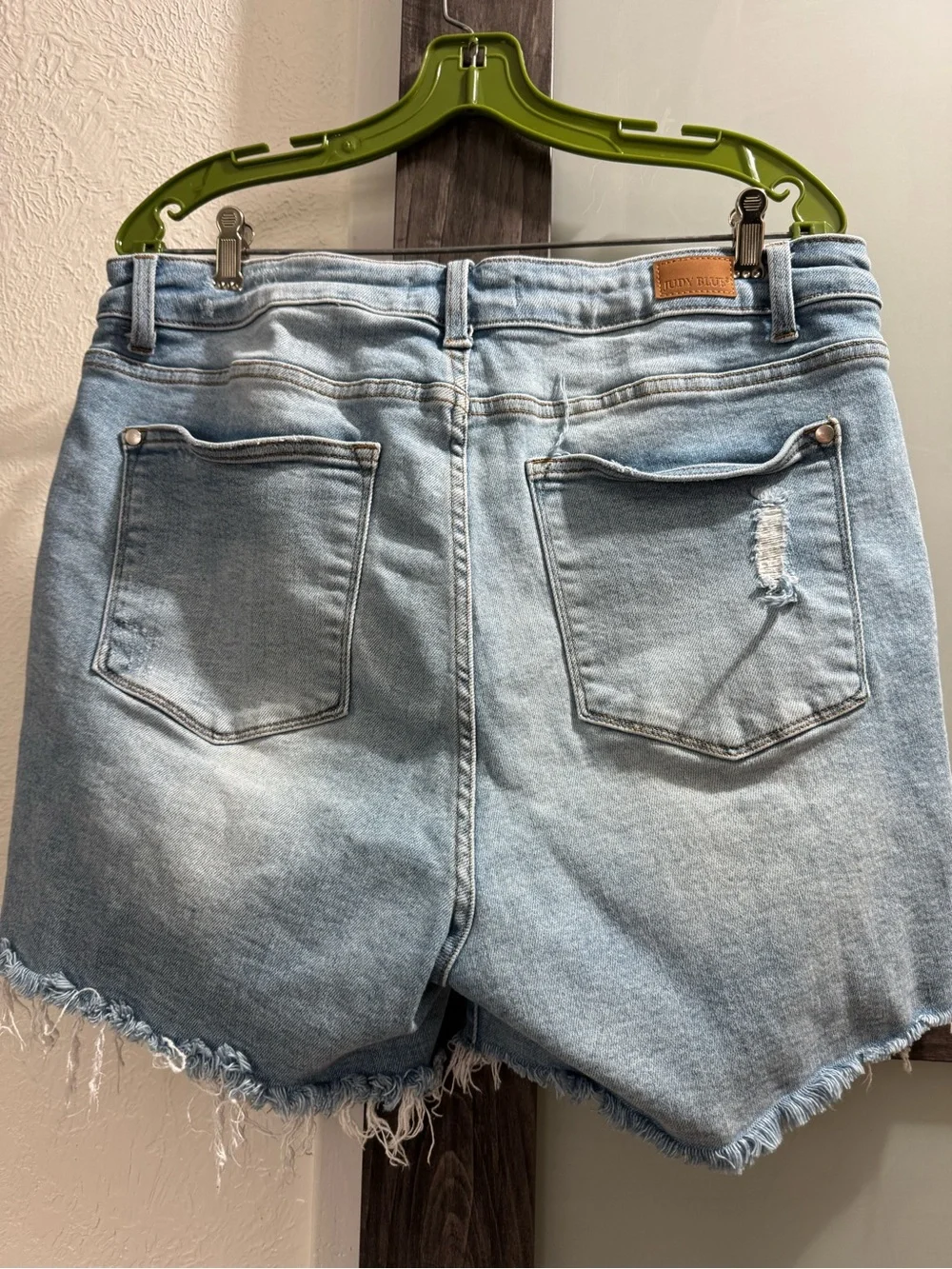Judy Blue Light Blue Distressed Denim Shorts - Picture 2 of 4